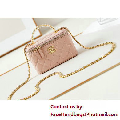 Chanel Lambskin, Resin & Gold-Tone Metal Clutch with Chain Bag AP3820 Nude Pink 2025 - Click Image to Close